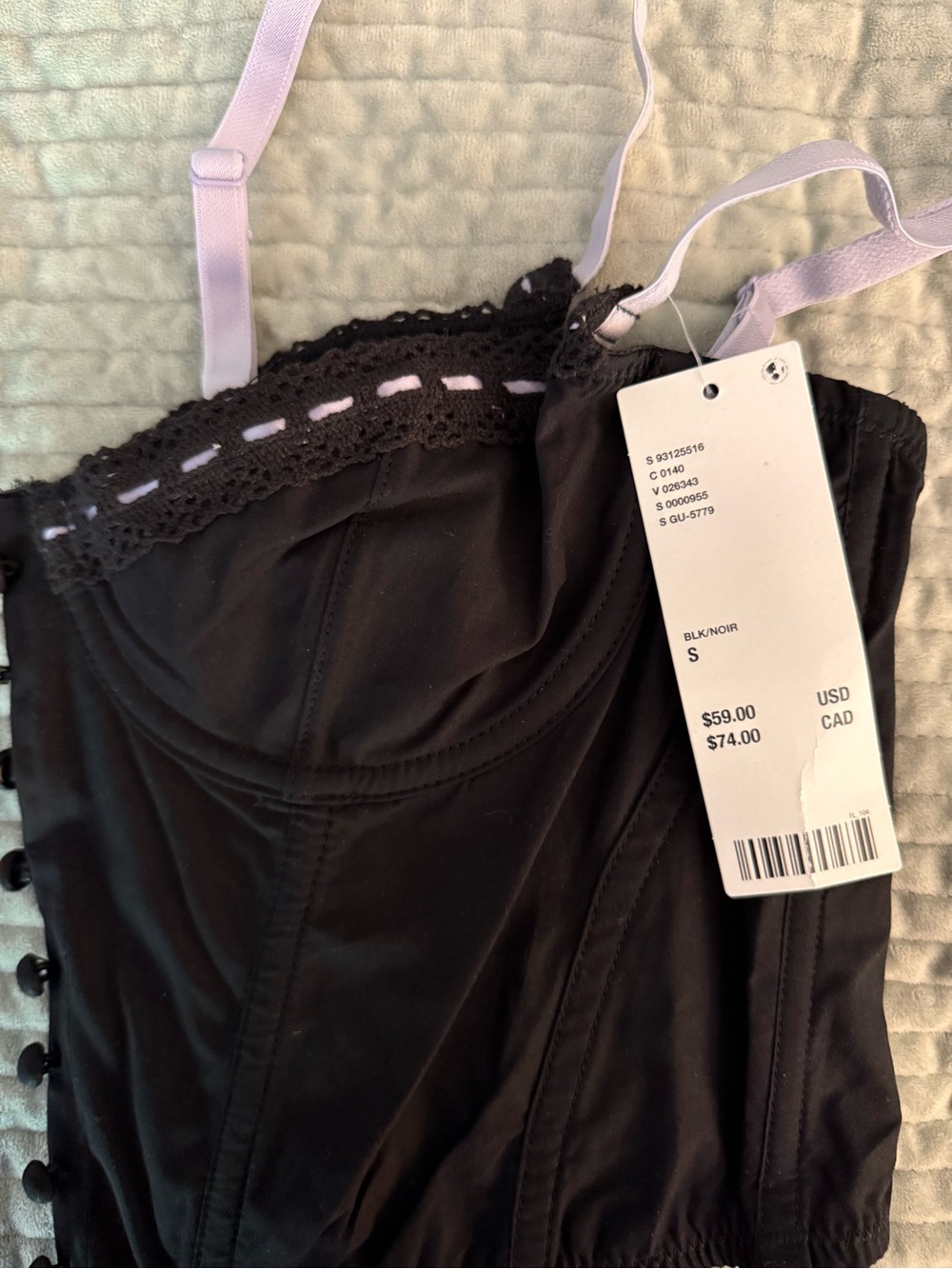 Urban Outfitters Black Corset Top with Lavender Trim - Picture 4 of 4